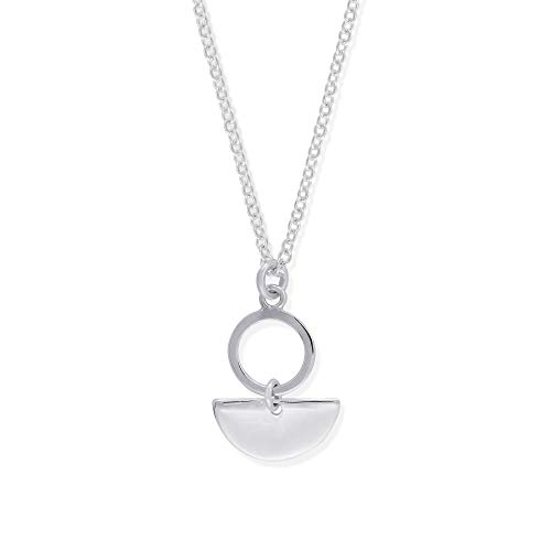 Boma Jewelry Sterling Silver Geometric Semi-Circle Necklace, 18 Inches