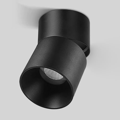 OZBME Foco de Techo LED Negro, Ajustable en 360°, de Aluminio, direccional, Giratorio, para Pared, para Cuadros, Obras de Arte, Sala de Estar, Dormitorio, iluminación Decorativa (3500 K, 12 W)