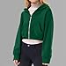 Girls Kids Casual Cropped Zip Up Hoodie Cute Crop Top Y2K Teen Girls Trendy Lightweight Crop Jacket Long Sleeve Sweatshirt Green