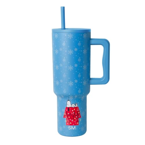Simple Modern Peanuts 40 oz Tumbler with Handle and Straw Lid | Insulated Reusable Stainless Steel Water Bottle Travel Mug | Gifts for Women Men | Trek Collection | 40oz | Snoopy Snow