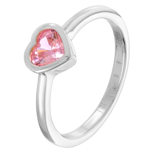 Bague zircon rose cœur en argent sterling rhodié trendor pour femme