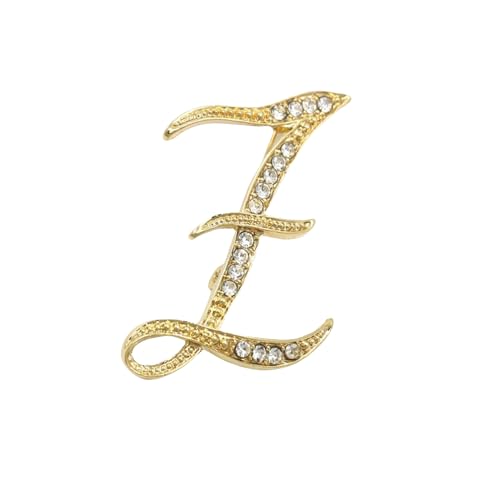 Image of Rhinestone Initial Brooch Pin for Women, Alphabet Gold Letter Brooch A-Z with Crystal, Metal Pin for Hat Bag Dress Suit Accessory for Men
