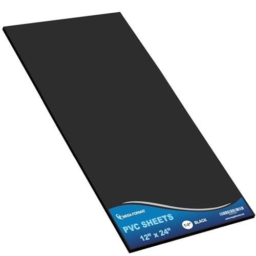 Image of Mega Format Expanded PVC Plastic Sheets - 12 inch X 24 inch Black Rigid Sheet for Crafts, Signage, & Displays - Sintra, Celtec PVC Board - Waterproof for Outdoors Use - 1 /4 inch 6mm Thick - 1-Pack-Black