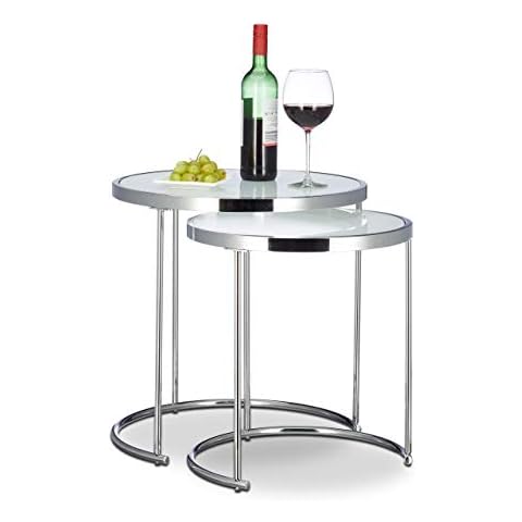 Tables basses Relaxdays en verre et chrome Cover