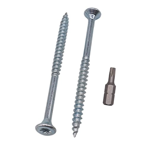 SKIR'CO (100 pièces) Vis à bois en acier zingué 4,0 x 60 mm, tête fraisée Torx, vis pour panneaux de particules, partiellement filetées