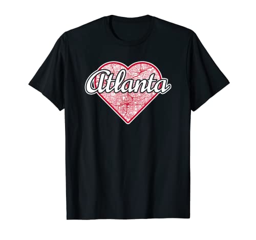 Adorable carte de rue rouge avec inscription « I Love Atlanta » T-Shirt