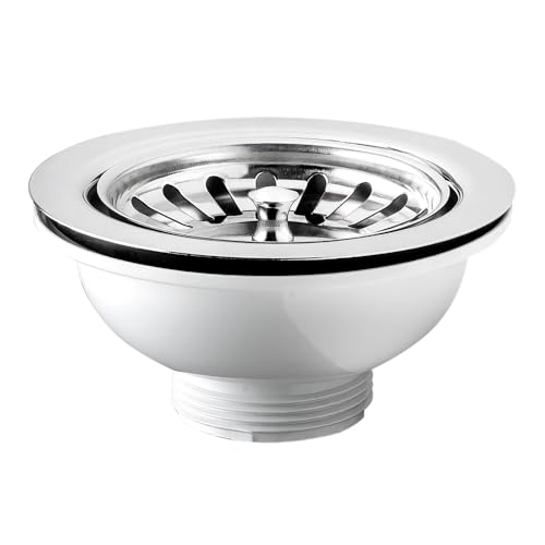 Schläfer 439726 | Piletta di Scarico per Lavello Tipo Basket Senza Troppo Pieno, Foro Ø 90mm, Pilettone Ø 114mm, Piletta Standard da 1'1/2 in Acciaio Inox con Vite e Cestello