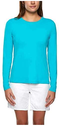 Hang Ten Womens Long Sleeve Rashguard with UPF 50+ (Blue Bird, Large)