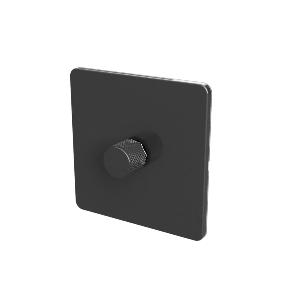 SAMOTECH Zigbee Dimmer Switch (Plastic faceplate/Metal knob) - No neutral wire required, compatible with Home Assistant and many other Zigbee-based platforms - Grey/Grey 1-Gang Zigbee Dimmer