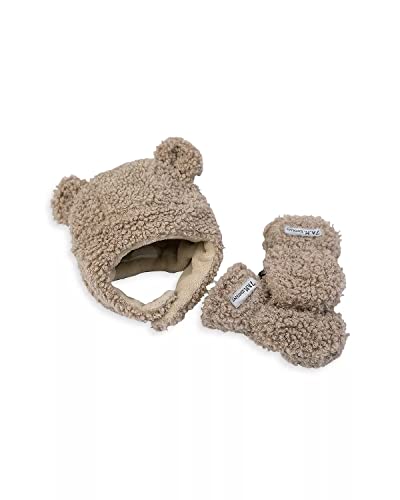 7AM Baby Hat & Mittens Set - Unisex Fleece Lined Hat & Mittens for Newborn Waterproof Soft & Warm Baby Winter Hat & Gloves Set Soft & Fluffy Vegan Hat & Mittens | Cub Set Teddy (0-6M)