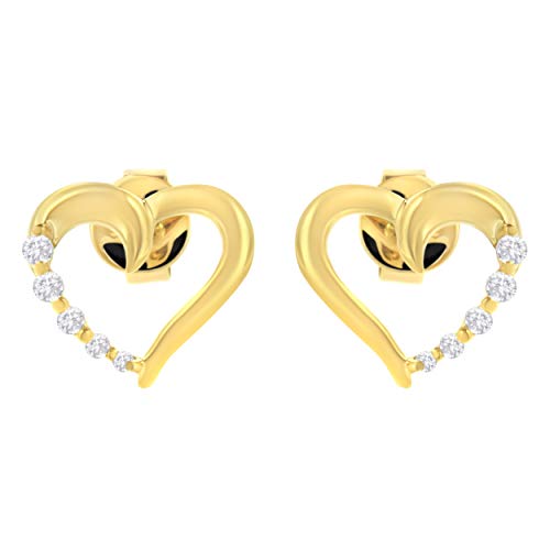 14KT Yellow Gold 1/8 cttw Diamond Journey Heart Earrings (K-L, I1-I2)