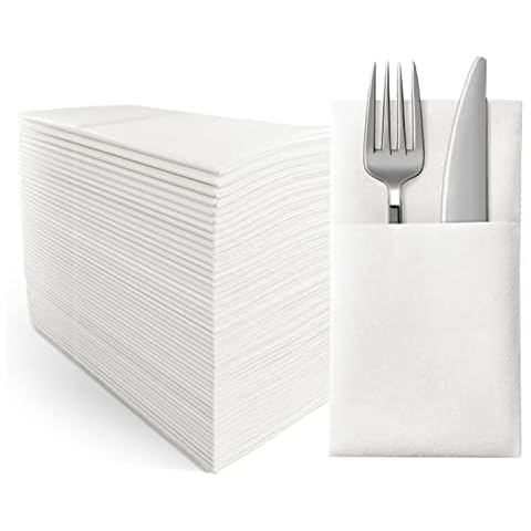 JINYUDOME White Napkins,Linen-Feel Wedding Napkins Cover