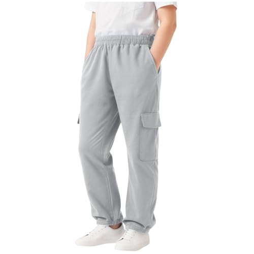 Pantalón Jogging Garcon Sport Sweatpants Cintura elástica Pantalones de Jogging holgados para niños Baggy Niño Cordón de ajuste cómodo niño Pantalones de niño, Grey-a., 7-8 años