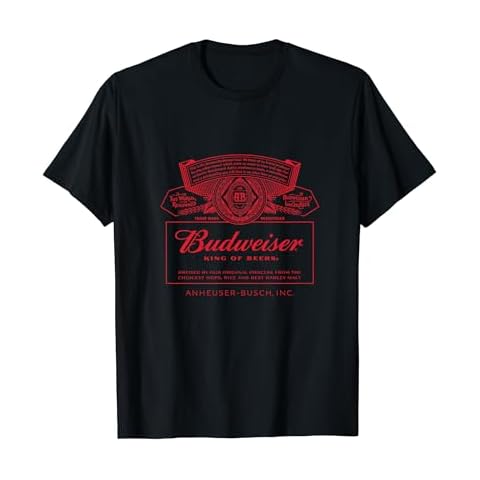 Budweiser mens Classic Budweiser Can Label T Shirt, Black, Small US Cover