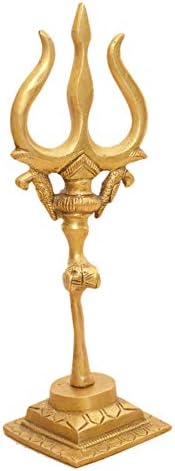 Purpledip Brass Trishool Trident: Lord Shiva Mahadev's Mythological Shastra For Home Temple (10912)