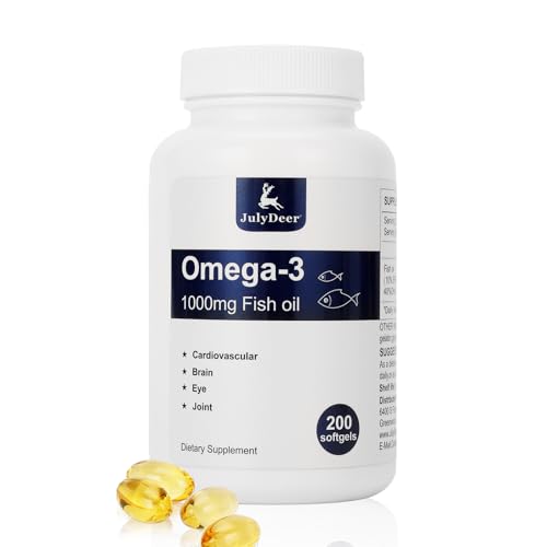 Fish Oil Omega 3 Concentrate Supplement 1000 mg Rich in EPA and DHA Supports Heart Joint Brain and Eye Health Promotes Overall Well-Being Strengthens The Immune System Non-GMO | 200 softgels