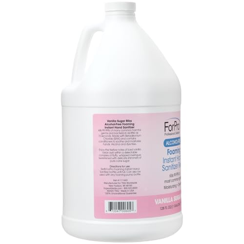 Image of ForPro Alcohol-Free Foaming Instant Hand Sanitizer, 1 Gallon (128 fl oz) Refill - Moisturizing, Dye-Free Formula, Vanilla Sugar Bliss Scent