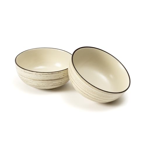 Image of Beyond Homes Ceramic Curry Bowl Set of 4, 240ml | Microwave & Dishwasher Safe Ceramic Bowls for Snacks, Vegetables, Chutney & Raita | Dal Katori Set for Kitchen, Matte-Finish (4, Brown Texture)