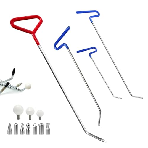 Image of LadyRosian 14PCS Paintless Dent Repair Kits Dent Repair Rods Stainless Steel Tools with Accessory for Car Auto Body Dents Hail Damage Removal Set