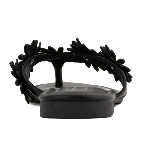 Sugar Women’s Vegan Leather Flip Flops with Embellished Floral Design – Dressy Thong Sandals, Perfect for Casual, Beach, or Pool Wear3