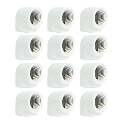 Image of dracaena.io 12-Pack G1 /4 inch Female to Female 90 Angle Elbow Fittings, Brass Water Cooling Connector Adapter for PC Computer Liquid Cooling Loop, Durable Leak-Proof Extender Fitting, White
