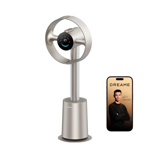 Image of DREAME Bladeless Tower Fan for Bedroom, Smart Standing Fan with 270 Spatial Airflow for Whole-Room Circulation, 59ft /s High Velocity, 10 Speeds 3 Modes, Temperature-Adaptive Airflow, MF10-Beige