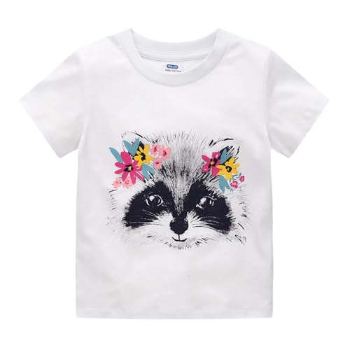Image of Girls Short Sleeve Shirts Toddler Summer Top Kids Cotton Clothes 2-7 Years