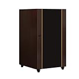 YITAYMLI Mobiler Holz-AV-Medienrack, Multifunktionaler Audio-Medien-Aufbewahrungsschrank, Selbstsperrende Rollen, DVD- und Komponentenregal mit verstellbaren Ablagen(Walnut,103cm/40.6in)