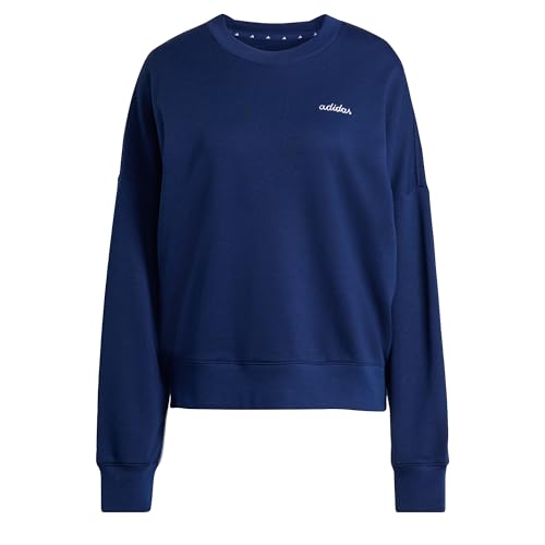 adidas Damen Seasonal Essentials Colorpop Sweatshirt with Embroidered Graphic, Dark Blue/White, L