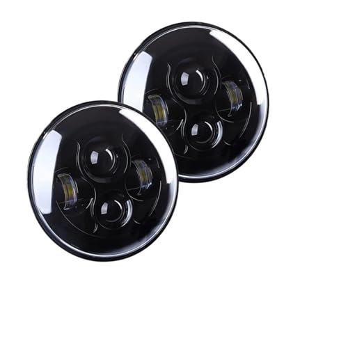 Faros Delanteros Conjunto 2 Piezas para Lada para Niva 4x4 para Coche Urbano Universal Conjunto De Faros Delanteros LED Redondos De 7 Pulgadas Montaje De Faros(No Halo Black)