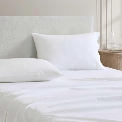 Image of Martha Stewart - Twin Size Sheets Set, Crisp & Tailored Cooling Sheets with a Smooth Cotton Percale Lightweight Feel - Bed Sheets with Matching Pillowcase & Fitted Sheet (Lilly Pond Leaf Green)