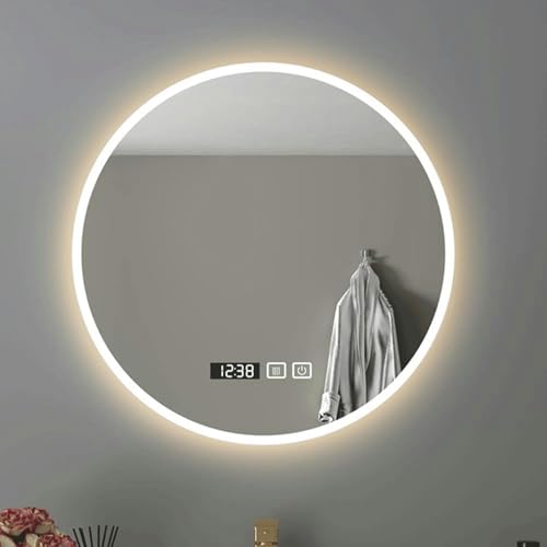 Miroir rond de salle de bain avec écran tactile anti-buée pour un reflet net - 2