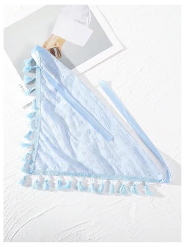 SHENHE Women's Tassel Trim Hair Scarf Headband Eyelet Fringe Triangle Bandana Kerchief Blue One-Size3