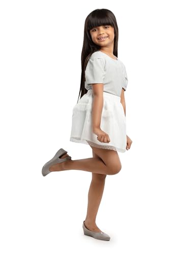 Image of Under Fourteen Girls Pullon Skirt with Satin Lining Fabric | Skirt for Girls | Woven | 2-3 Yrs(White)