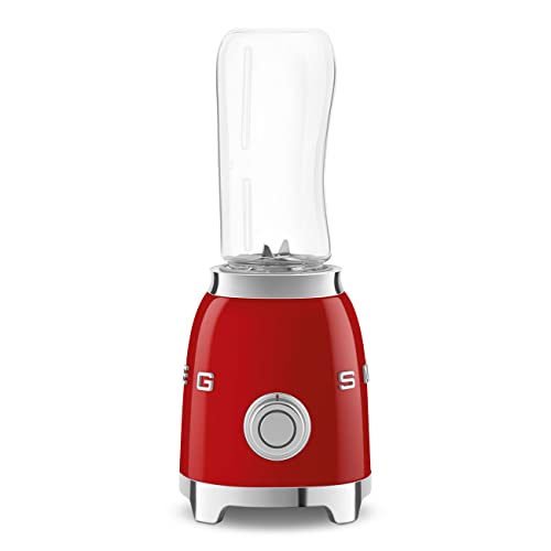 SMEG 50's Retro Style Personal Blender with Backlit Knob and Two 600 ML BPA Free bottles PBF01RDUS Red