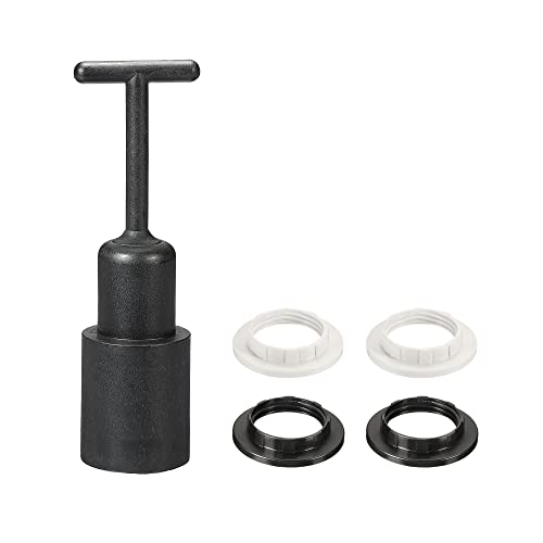 MECCANIXITY E14 Socket Ring Removal Tool T Type with Lamp Shade Socket Rings for Medium Base, Light Replacing Accessories, Black 1 Set