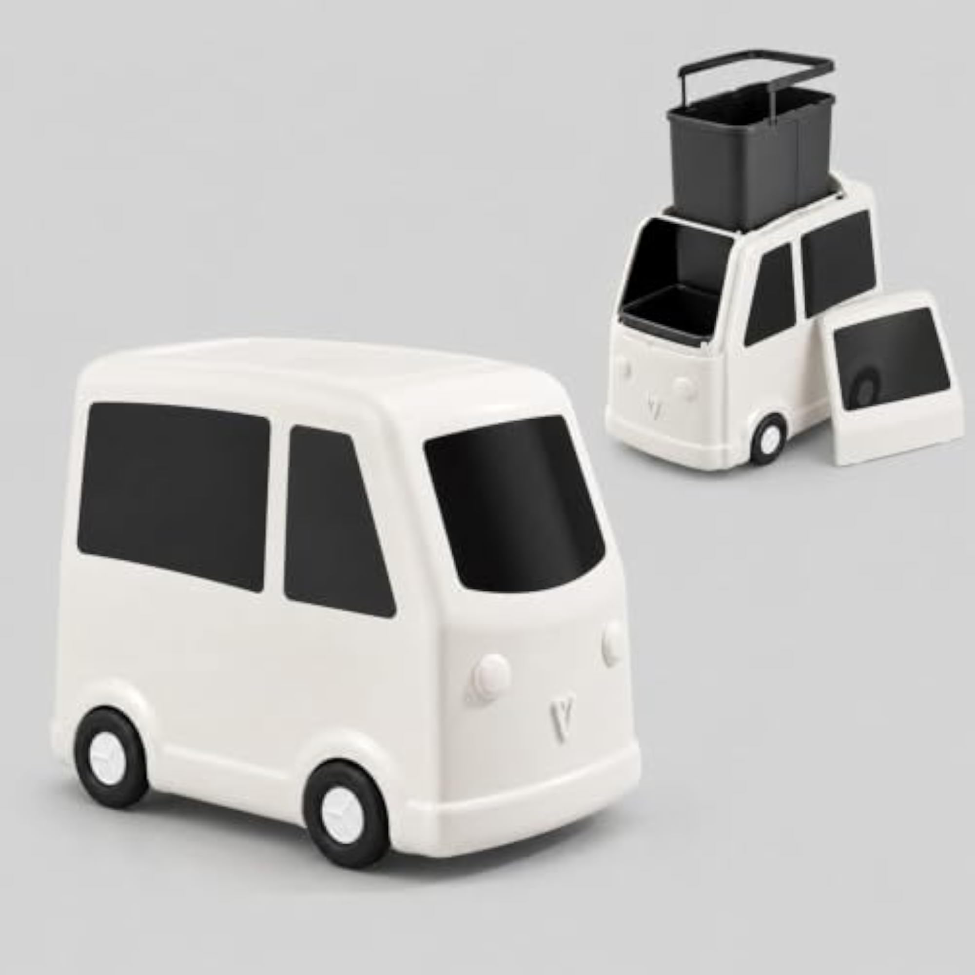 Playful Bus Trash Bin Compact Trash Bin with Wheels