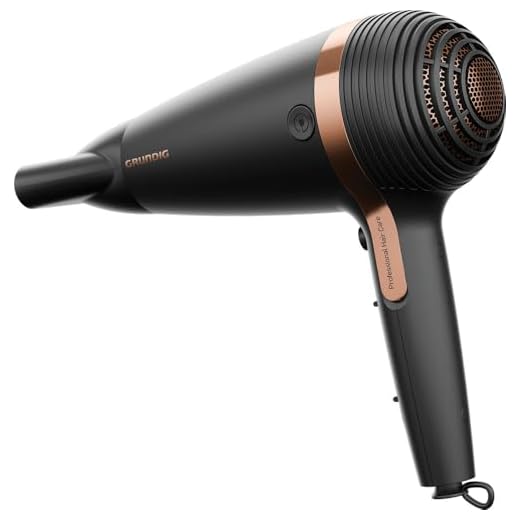 GRUNDIG Naturashine HD 7081 Haartrockner mit Ionic- Funktion, Keramik Schutz, Cool Touch Stylingdüse, 2100 W, 3 Temperatur- und 2 Luftstromstufen, Kaltstufe, einziehbares Kabel, Schwarz / Roségold