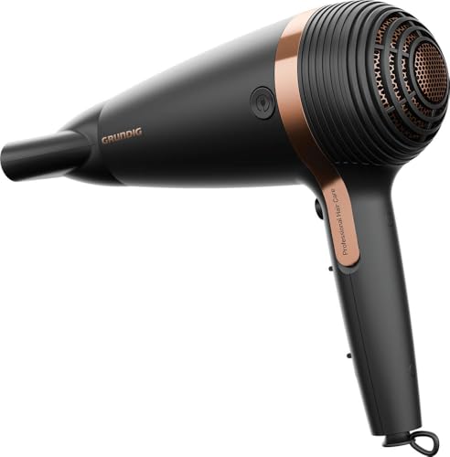 Grundig - Naturashine HD 7081 Haartrockner - 2100W mit Ionen-Funktion & Kabeleinzug - Keramik mit Macadamia- & Kokosöl - Cool Touch Düse - Schwarz/Rosa-Gold