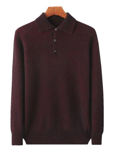 Men's Cashmere Sweater Solid Color Polos Collar Solid Color Loose Knitted Pullover Soft Warm Sweater
