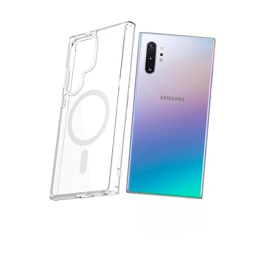 Image of CaseLord Back Cover for Samsung Note 10 Plus | MagSafe Compatible | Shockproof Transparent Case | Slim & Protective Bumper Cover | Anti-Scratch, Wireless Charging Support (White Edges-23226)