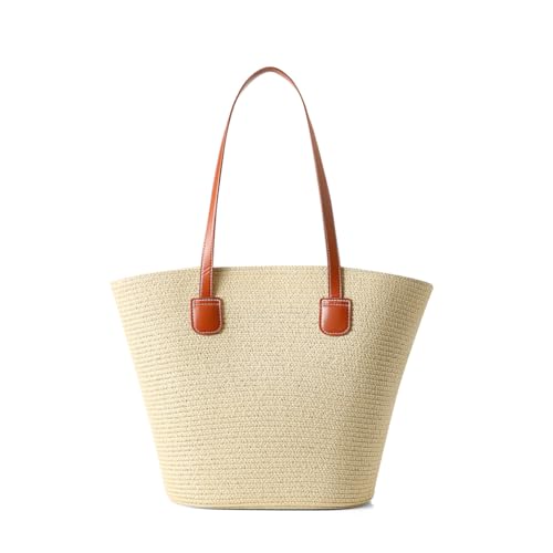 Image of Straw Bags For Women | Travel Straw Totes Bag, Summer Woven Shoulder Bag Handbag