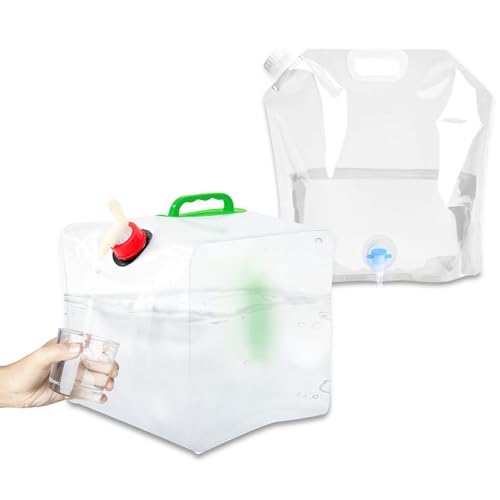 SilverChry 2Pcs Contenitori Pieghevoli per Acqua, Tanica dell'Acqua Trasportabile con Rubinetto, Brocca d'Acqua Riutilizzabile, per l'Acqua Esterni, Campeggio, Escursionismo e Conservazione Domestica