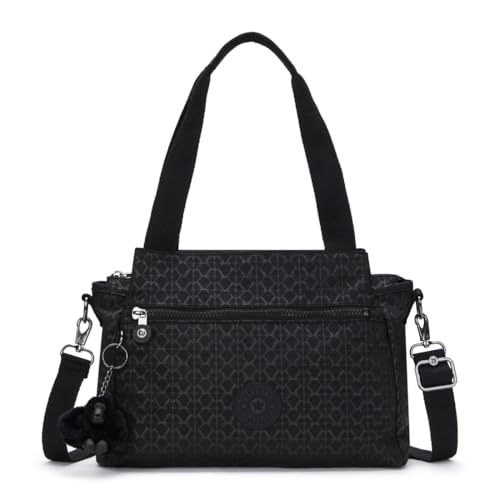 Kipling Elysia Bandolera Mediana, Bolsos de Hombro, Signature Emb (Negro)