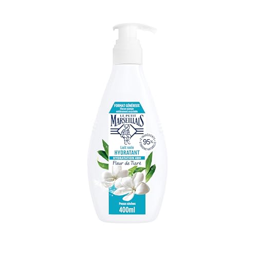 Le Petit Marseillais - Lait Soin Hydratant (Flacon-Pompe de 400 Ml) – Lait Corps pour Peaux Sèches – Lait Corporel Hydratation 48H à la Fleur de Tiaré Le Petit Marseillais - Lait Soin Hydratant (Flacon-Pompe de 400 Ml) – Lait Corps pour Peaux Sèches – Lait Corporel Hydratation 48H à la Fleur de Tiaré