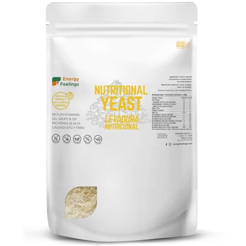 Energy Feelings Levure Nutritionnelle 1kg, Levure Sans Gluten Dietetique, Riche en Vitamines B et en Protéines Sans Sucre 47%, Nutritional Yeast Idéal pour...