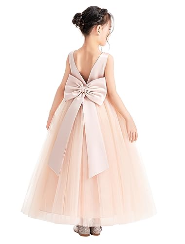 Ekidsbridal V-Neck Satin Flower Girl Dress For Special Occasions Pretty Princess Gown 522 6 cover