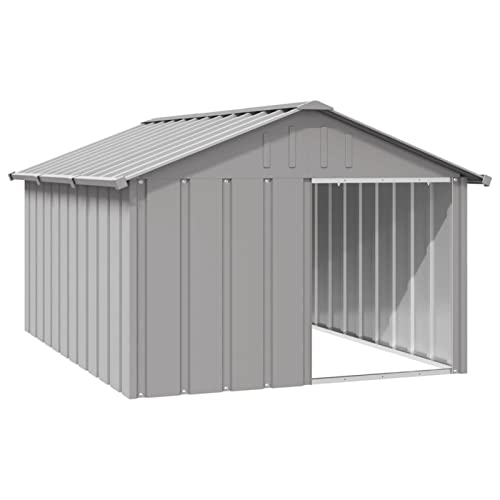 Verderoom Gabbia Cane,Box per Cani da Esterno,Recinto per Cani,Cuccia Cane Esterno,Casetta per Cani Grigio 116,5x153x81,5 cm Acciaio Zincato