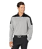adidas Golf Men's Standard Primegreen Long Sleeve Polo Shirt, Grey Three Melange, XL