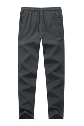 ZooYung Boys Girls Fleece Lined Warm Joggers Pants Water Resistant Waisted Thermal Winter Sweatpants Running Hiking with Zipper Pockets(13822D.Gray14)